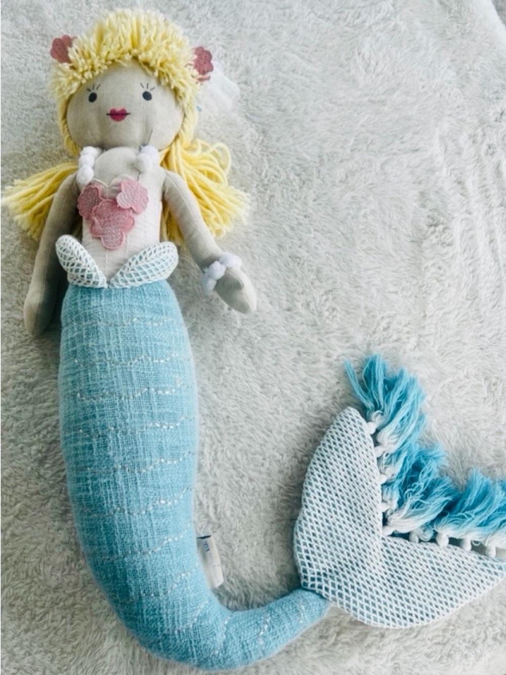 Pottery Barn Kids 24” Stuffed Plush Doll Blonde Mermaid Sirene Pillow